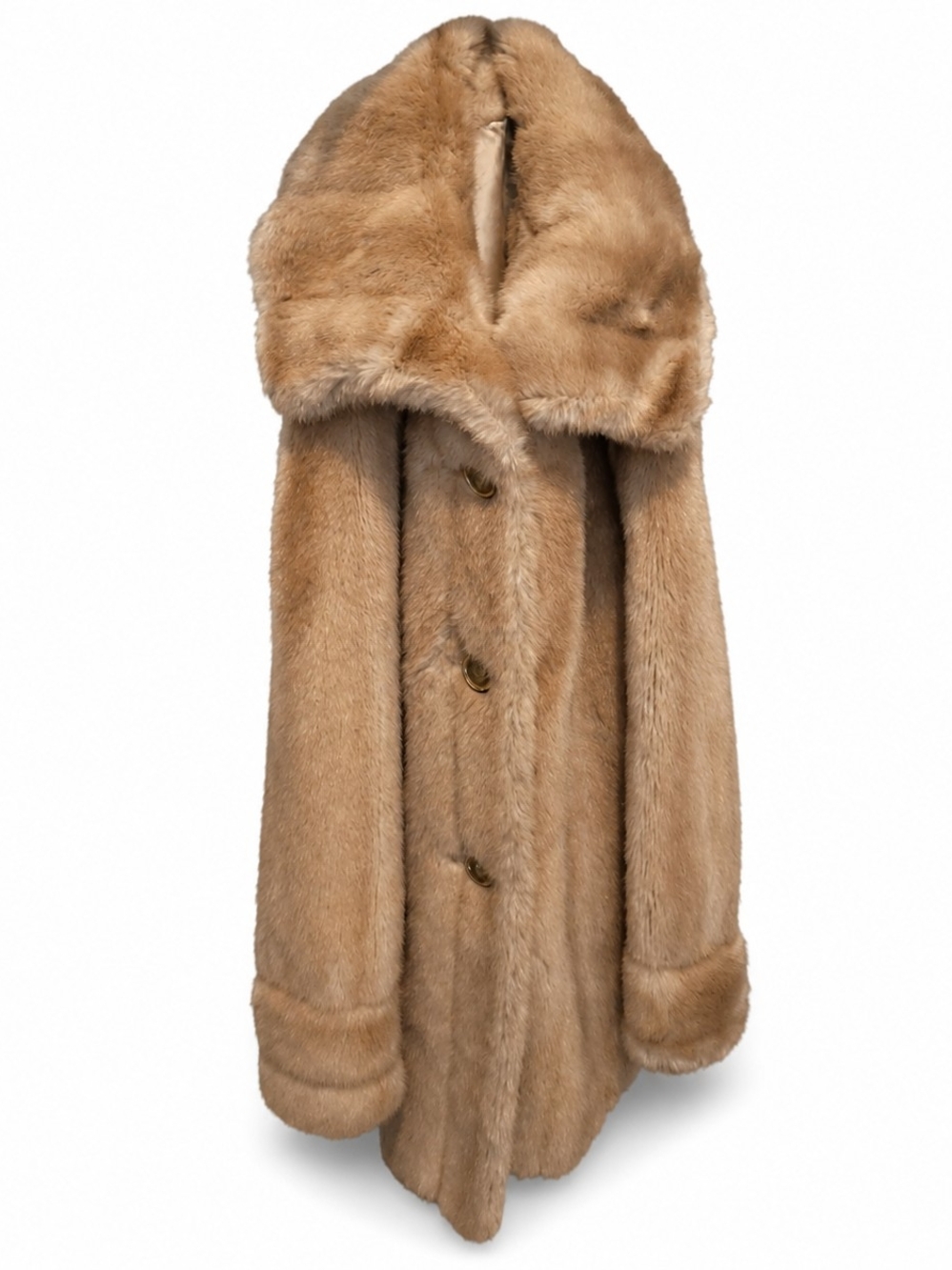Luxury Vegan Camel Fur Coat - Medium
